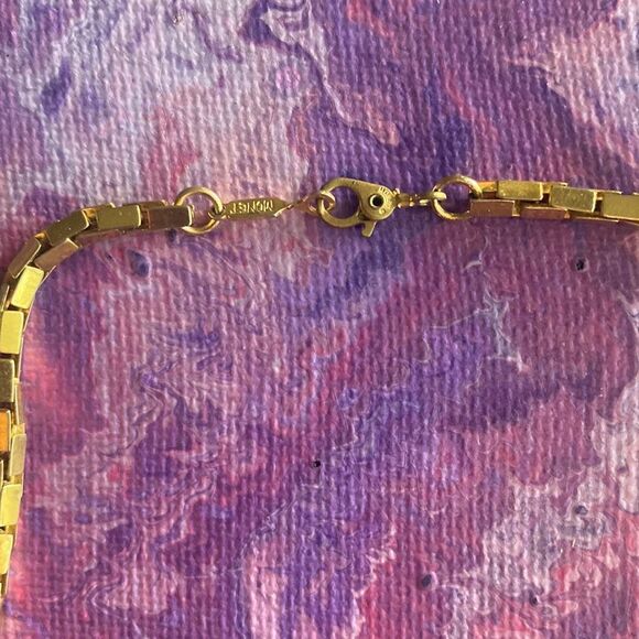 Vintage Monet Square Box Style Chain Necklace - Picture 3 of 6